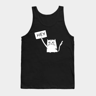 Cat says Hey, Funny Sneaky Cat, Sneaky Black Cat, Cat spying Tank Top